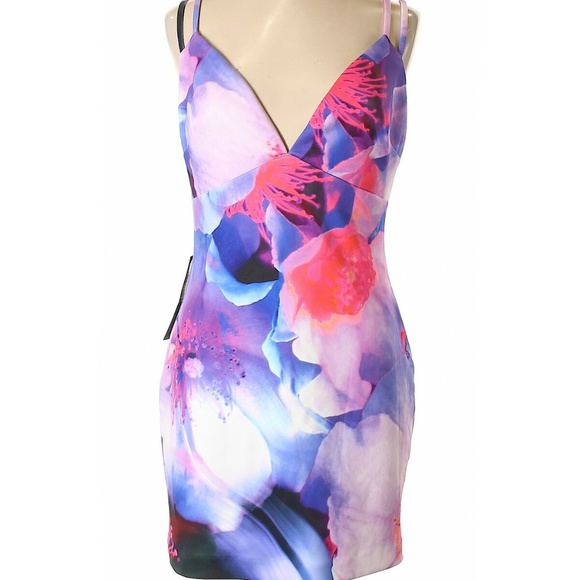bebe Dresses & Skirts - 💋 Bebe Purple Pink Casual Floral Dress L new RARE 💋